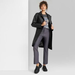 Women's Faux Leather Trench Coat - Wild Fable Black M